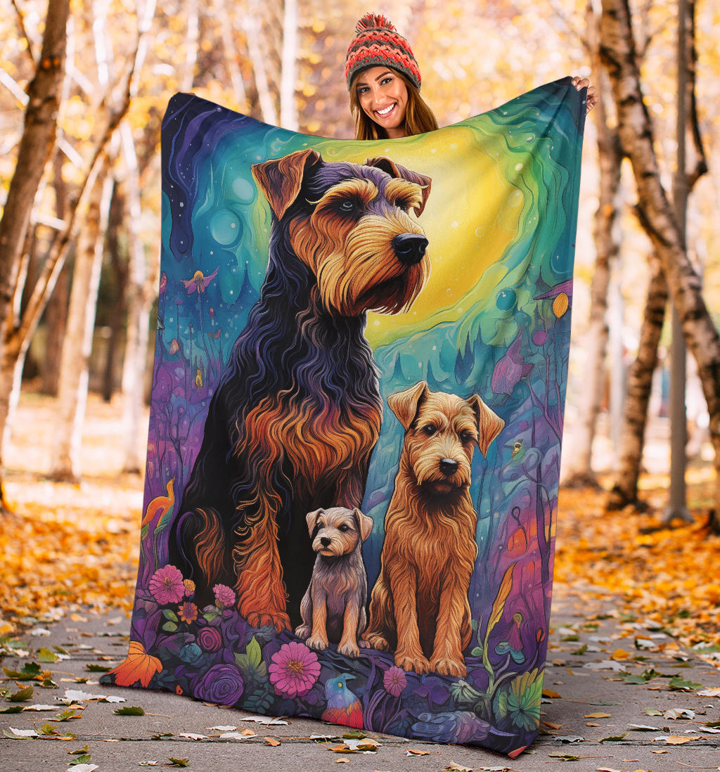 Welsh Terrier Blanket, Trippy Psychedelics Welsh Terrier Fleece Blanket, Welsh Terrier Throw Blanket, Welsh Terrier Gifts