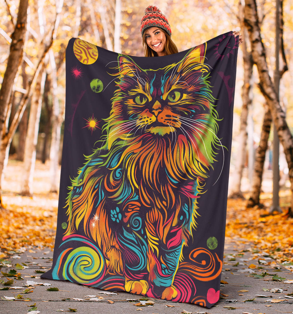 Ragamuffin Cat Blanket, Trippy Psychedelics Ragamuffin Cat Fleece Blanket, Ragamuffin Cat Throw Blanket, Ragamuffin Cat Gifts