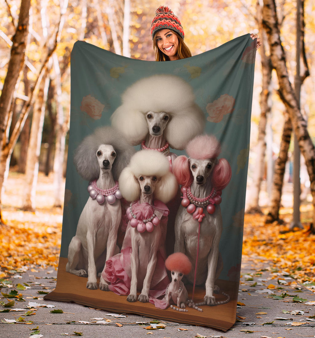 Poodle Family Blanket, Poodle Gifts, Poodle Fleece Blanket, Poodle Throw Blanket