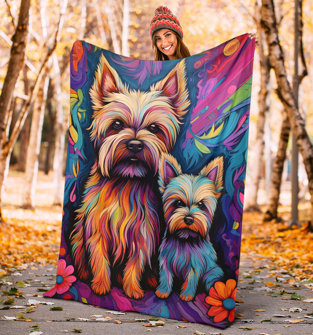 Cairn Terrier Blanket, Trippy Psychedelics Cairn Terrier Fleece Blanket, Cairn Terrier Throw Blanket, Cairn Terrier Gifts