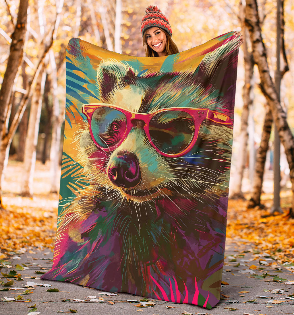 Badger Blanket, Trippy Psychedelics Badger Fleece Blanket, Badger Throw Blanket, Badger Gifts