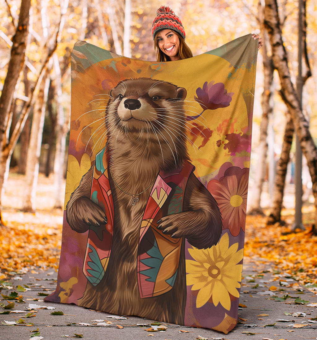 Otter Blanket, Trippy Psychedelics Otter Fleece Blanket, Otter Throw Blanket, Otter Gifts