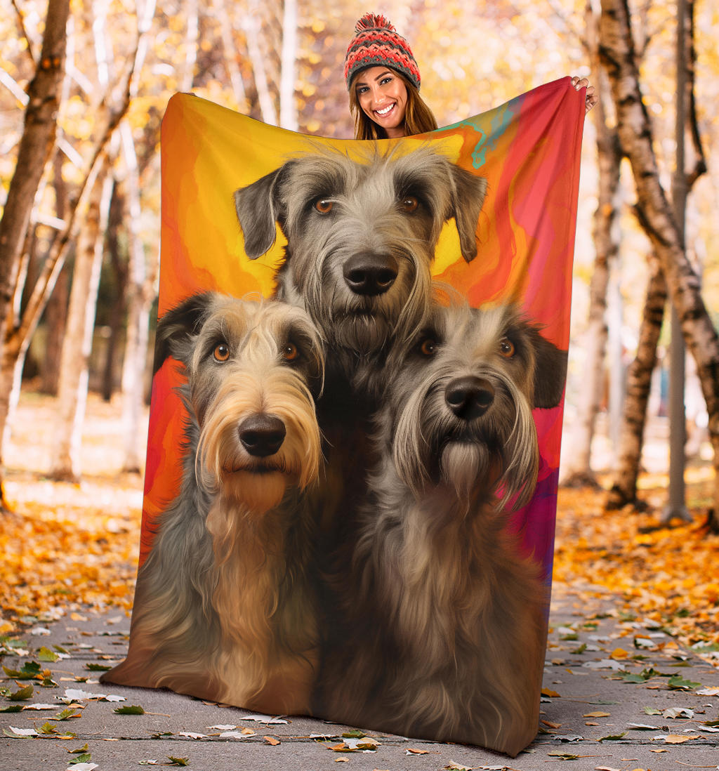 Irish Wolfhound Blanket, Trippy Psychedelics Irish Wolfhound Fleece Blanket, Irish Wolfhound Throw Blanket, Irish Wolfhound Gifts