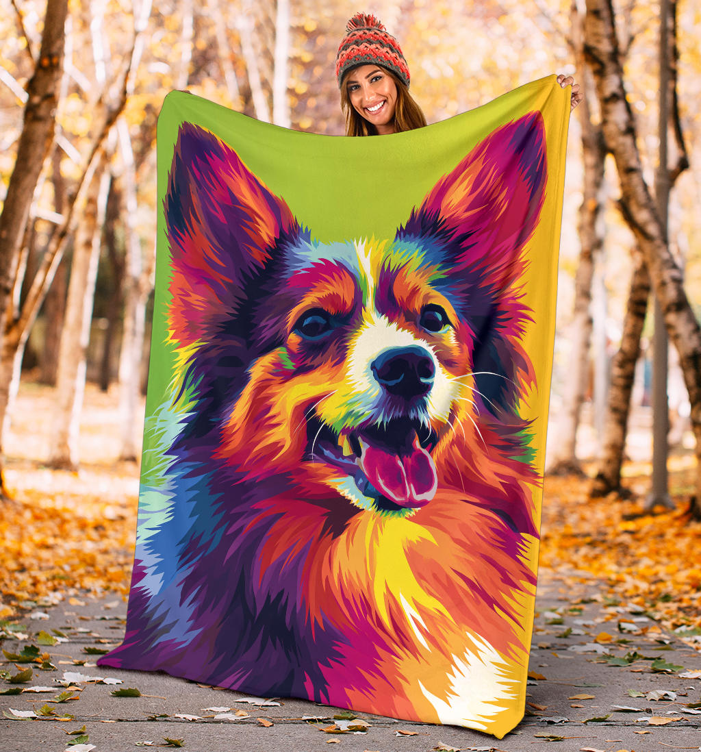 Icelandic Sheepdog Blanket, Trippy Psychedelics Icelandic Sheepdog Fleece Blanket, Icelandic Sheepdog Throw Blanket, Icelandic Sheepdog Gifts