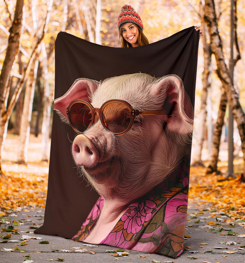 Pig Blanket, Trippy Psychedelics Pig Fleece Blanket, Pig Throw Blanket, Pig Gifts