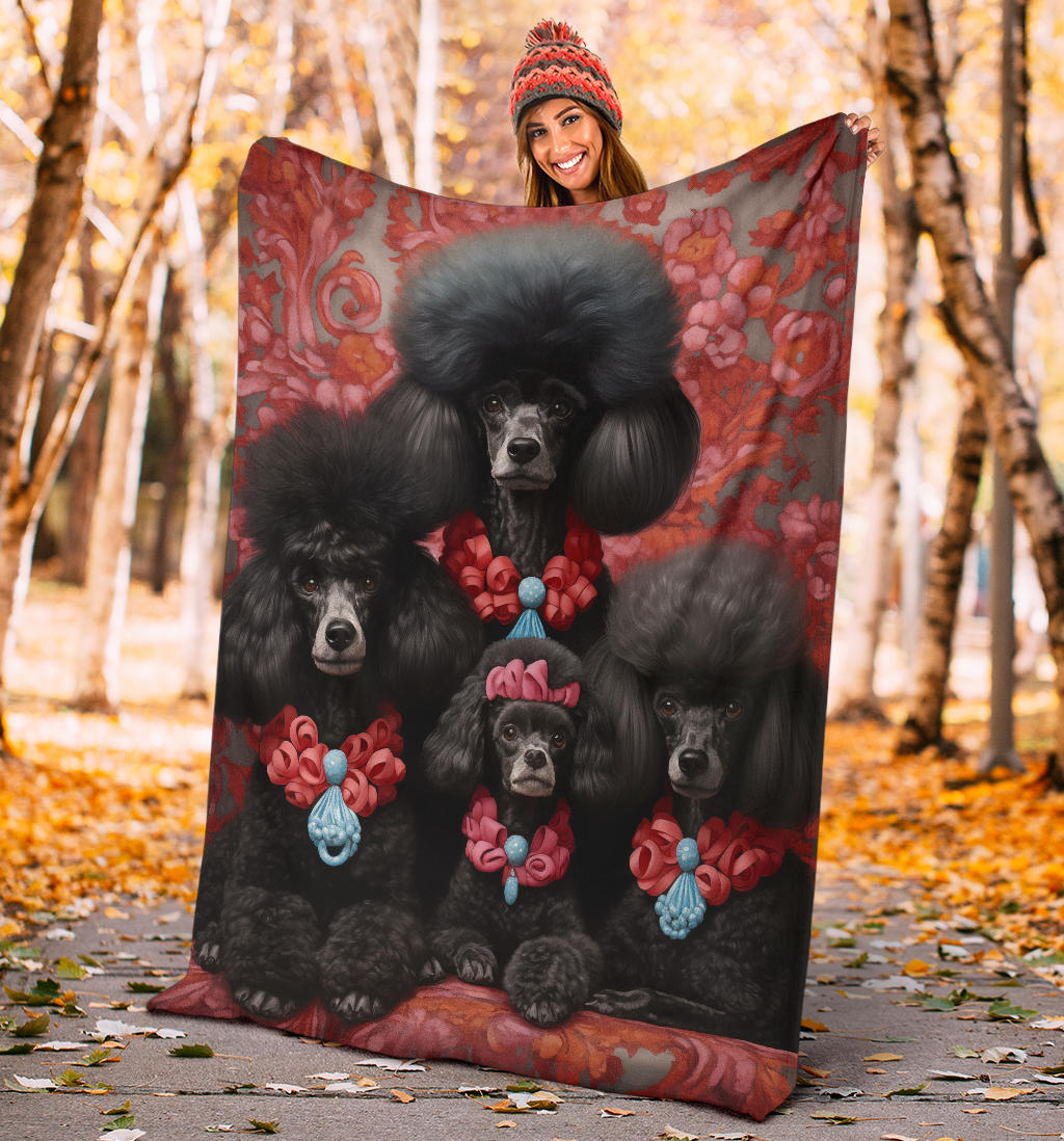 Poodle Family Blanket, Poodle Gifts, Poodle Fleece Blanket, Poodle Throw Blanket