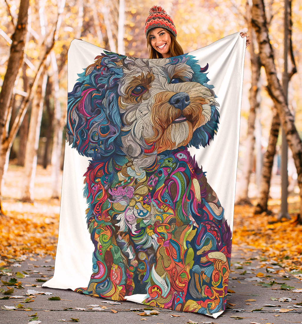 Lagotto Romagnolo Dog Blanket, Trippy Psychedelics Lagotto Romagnolo Dog Fleece Blanket, Lagotto Romagnolo Dog Throw Blanket, Lagotto Romagnolo Dog Gifts