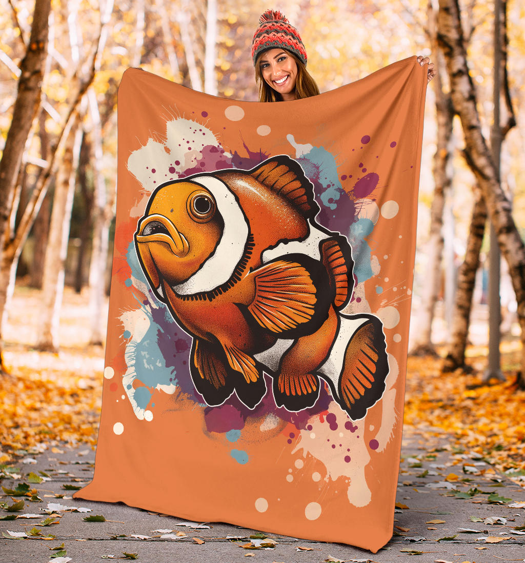 Clownfish Blanket, Trippy Psychedelics Clownfish Fleece Blanket, Clownfish Throw Blanket, Clownfish Gifts