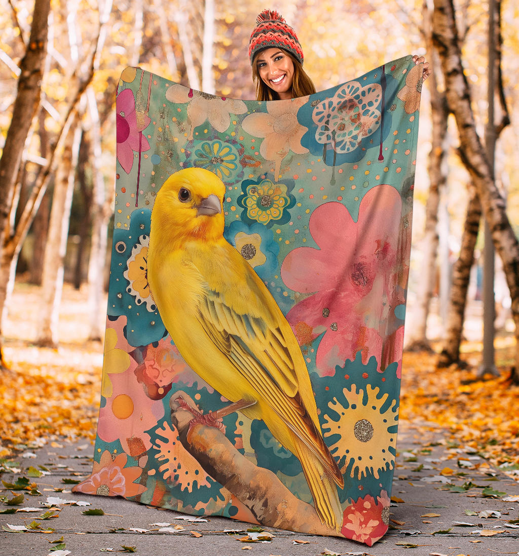 Canary bird Blanket, Trippy Psychedelics Canary bird Fleece Blanket, Canary bird Throw Blanket, Canary bird Gifts