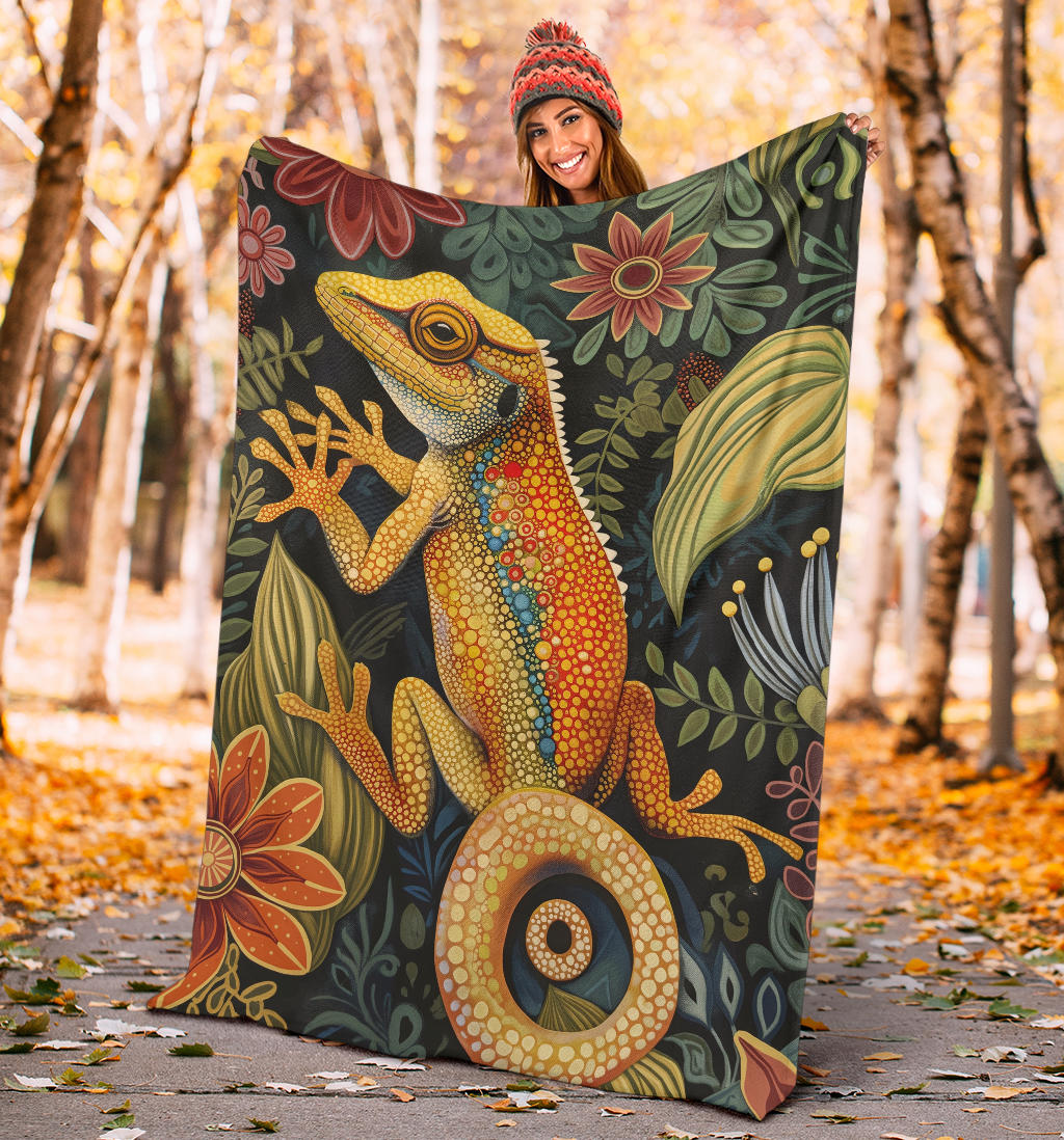 Lizard Blanket, Trippy Psychedelics Lizard Fleece Blanket, Lizard Throw Blanket, Lizard Gifts