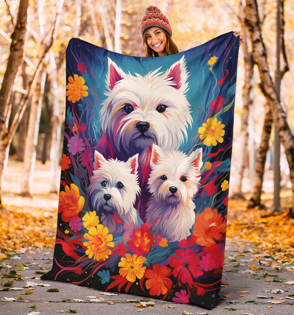 West Highland White Terrier Blanket, Trippy Psychedelics West Highland White Terrier Fleece Blanket, West Highland White Terrier Throw Blanket, West Highland White Terrier Gifts