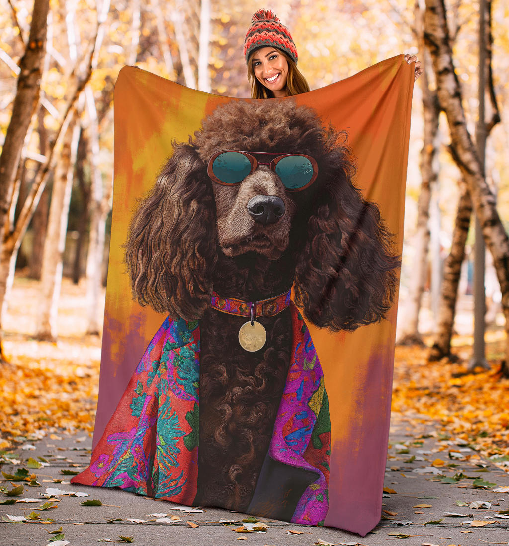 Irish Water Spaniel Blanket, Trippy Psychedelics Irish Water Spaniel Fleece Blanket, Irish Water Spaniel Throw Blanket, Irish Water Spaniel Gifts