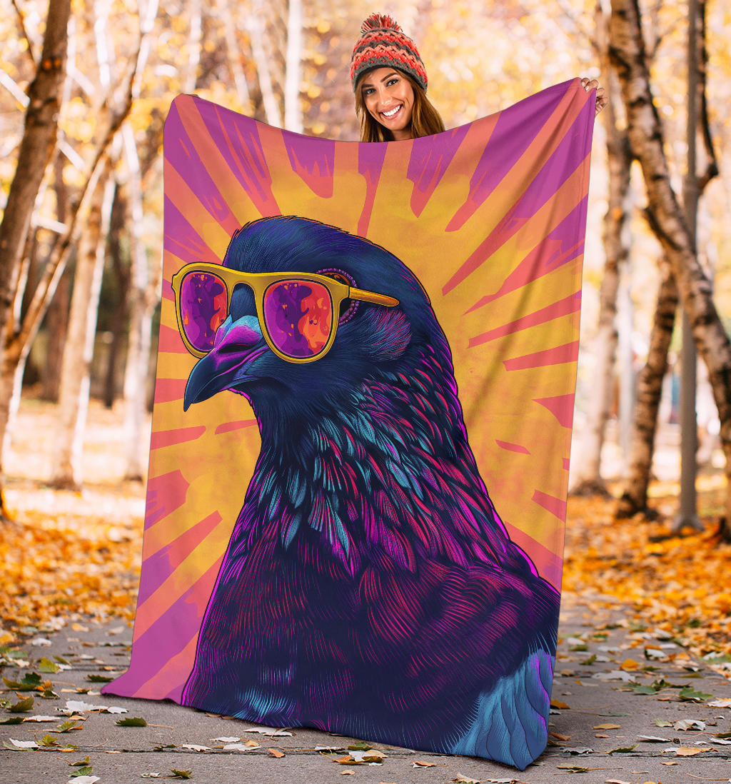 Pigeon Blanket, Trippy Psychedelics Pigeon Fleece Blanket, Pigeon Throw Blanket, Pigeon Gifts