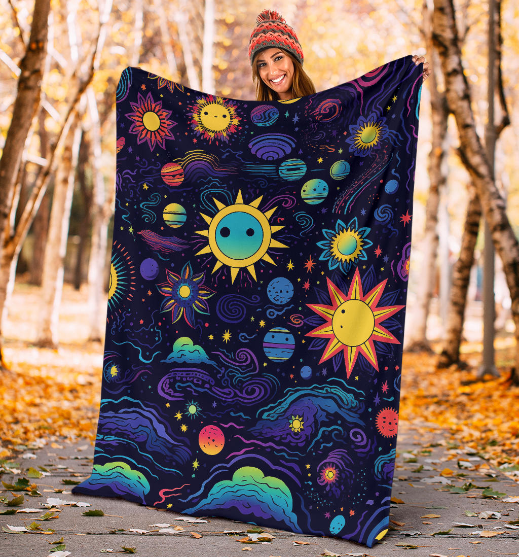 Trippy Psychedelics Stars Blanket, Hippie Gifts, Flower Fild Blanket, Festival Blanket, Rave Blanket, Festival Gifts