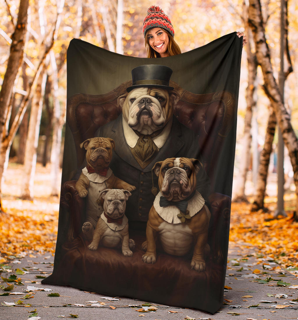 Bulldog Family Blanket, Bulldog Gifts, Bulldog Blanket, Bulldog Throw Blanket