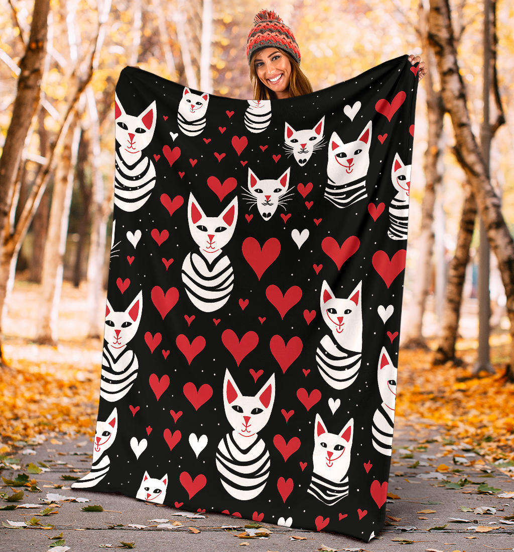 Sphynx Cat Hearts Blanket