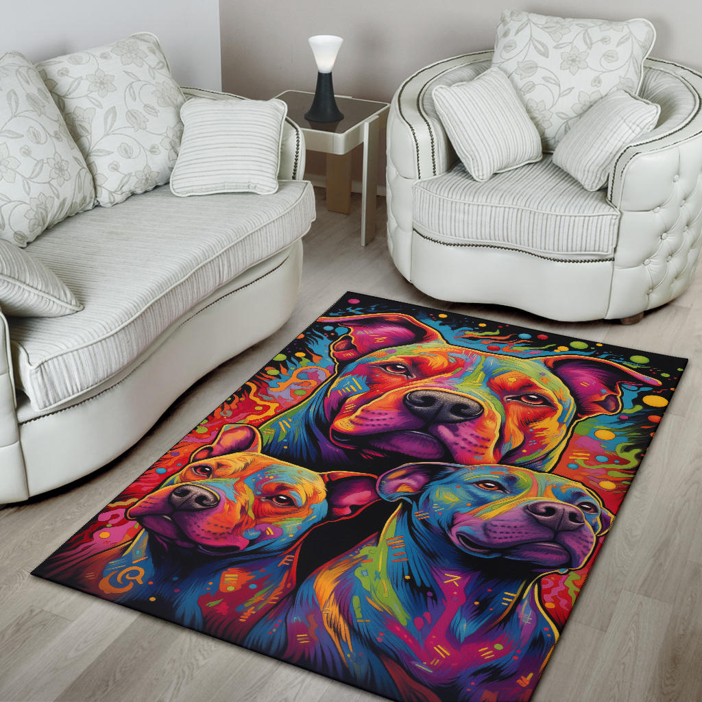 Staffordshire Bull Terrier Area Rug, Staffordshire Bull Terrier Trippy Rug, Staffordshire Bull Terrier Gifts, Staffordshire Bull Terrier Decor