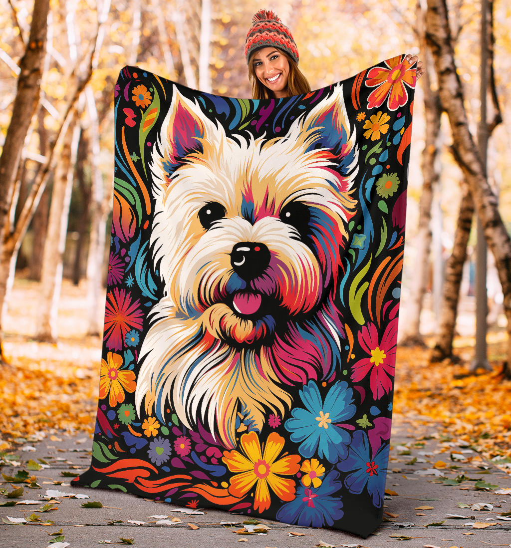 West Highland White Terrier Blanket, Trippy Psychedelics West Highland White Terrier Fleece Blanket, West Highland White Terrier Throw Blanket, West Highland White Terrier Gifts