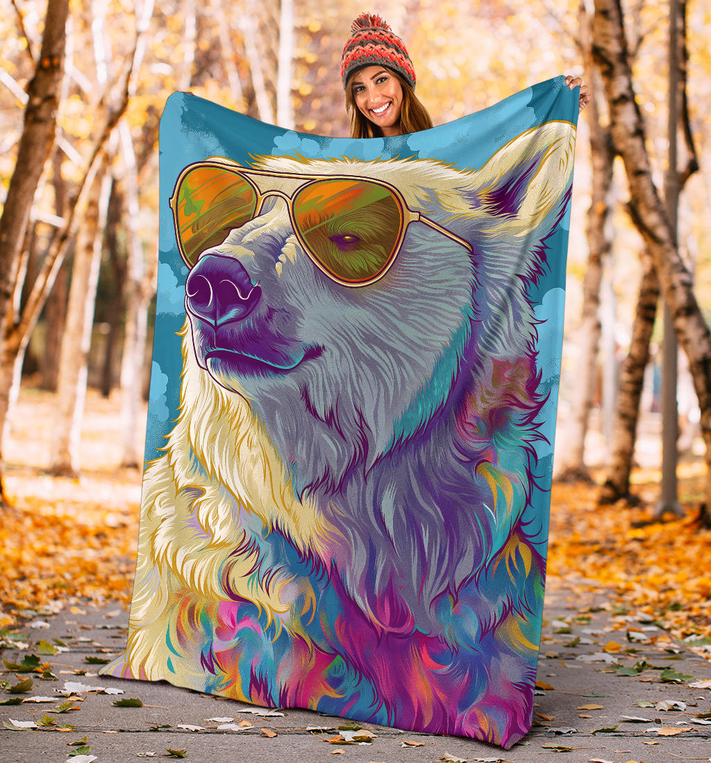 Polar Bear Blanket, Trippy Psychedelics Polar Bear Fleece Blanket, Polar Bear Throw Blanket, Polar Bear Gifts