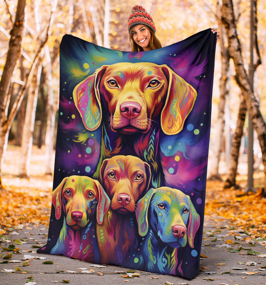 Vizsla Blanket, Trippy Psychedelics Vizsla Fleece Blanket, Vizsla Throw Blanket, Vizsla Gifts