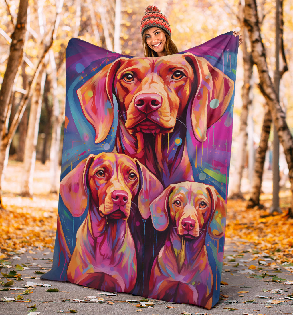 Vizsla Blanket, Trippy Psychedelics Vizsla Fleece Blanket, Vizsla Throw Blanket, Vizsla Gifts