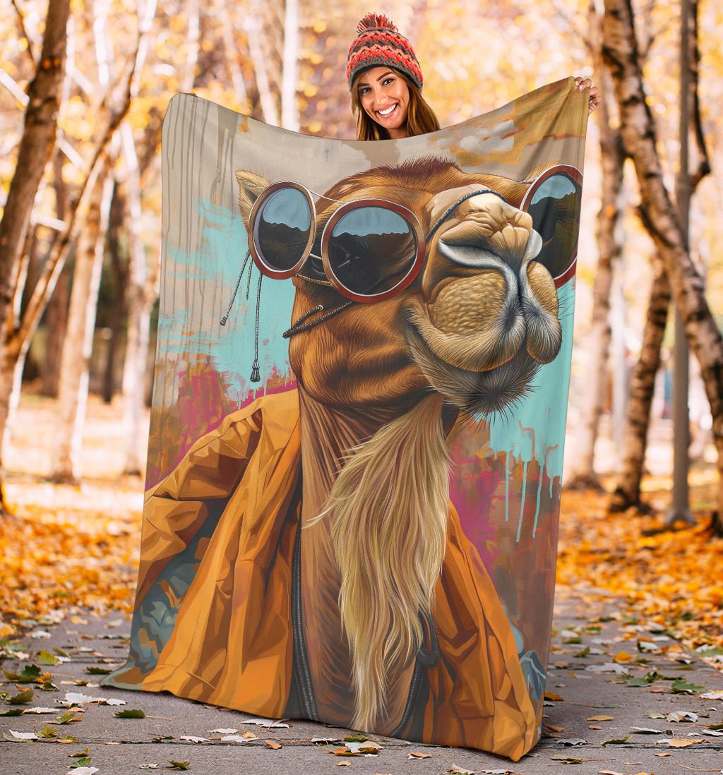 Camel Blanket, Trippy Psychedelics Camel Fleece Blanket, Camel Throw Blanket, Camel Gifts