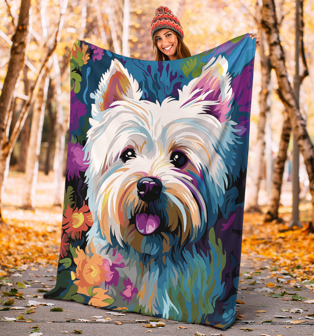 West Highland White Terrier Blanket, Trippy Psychedelics West Highland White Terrier Fleece Blanket, West Highland White Terrier Throw Blanket, West Highland White Terrier Gifts