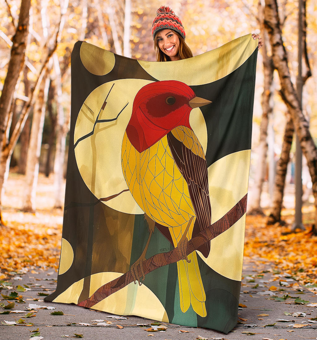 Finch bird Blanket, Trippy Psychedelics Finch bird Fleece Blanket, Finch bird Throw Blanket, Finch bird Gifts