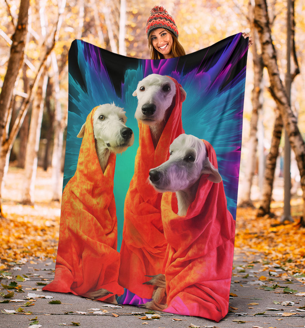 Bedlington Terrier Blanket, Trippy Psychedelics Bedlington Terrier Fleece Blanket, Bedlington Terrier Throw Blanket, Bedlington Terrier Gifts