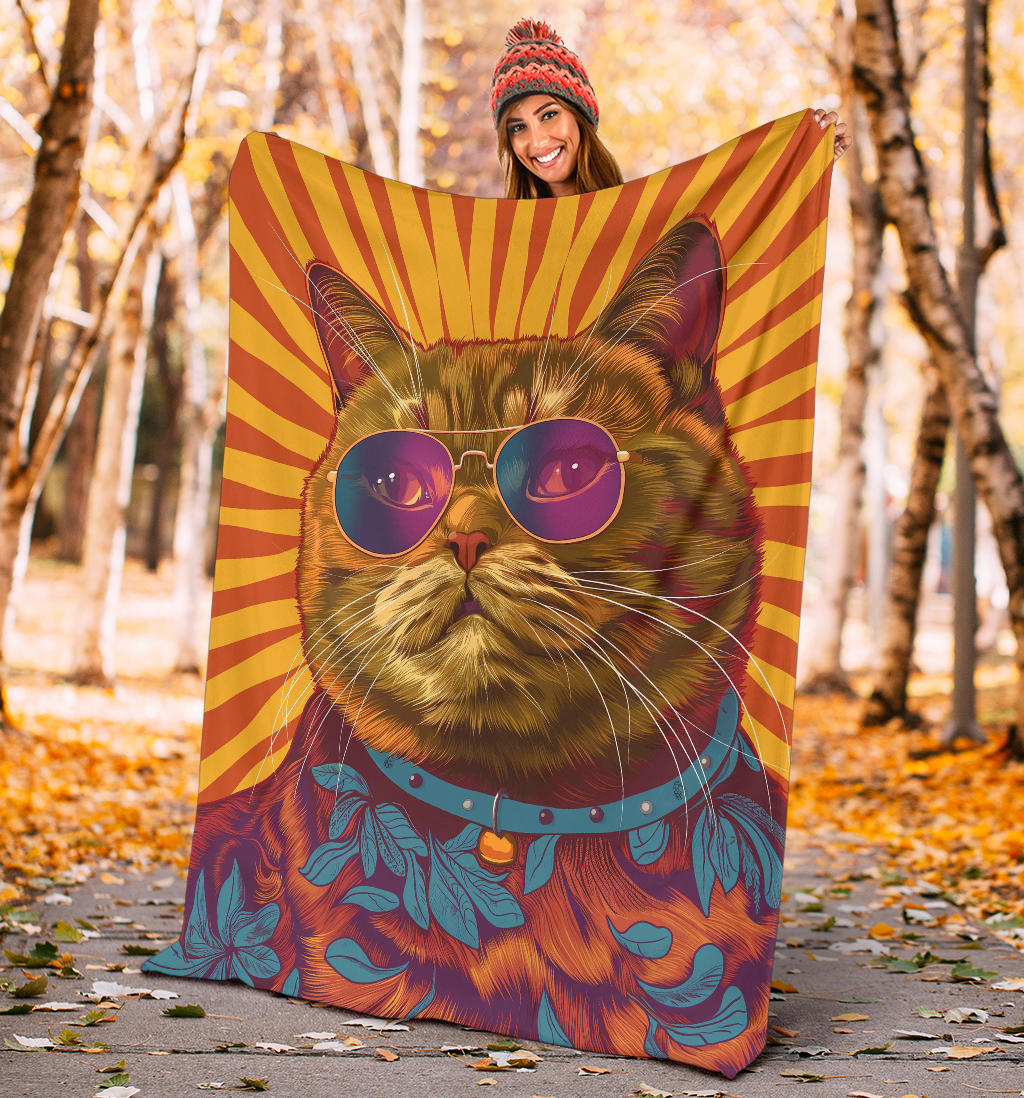 British Shorthair cat Blanket, Trippy Psychedelics British Shorthair cat Fleece Blanket, British Shorthair cat Throw Blanket, British Shorthair cat Gifts