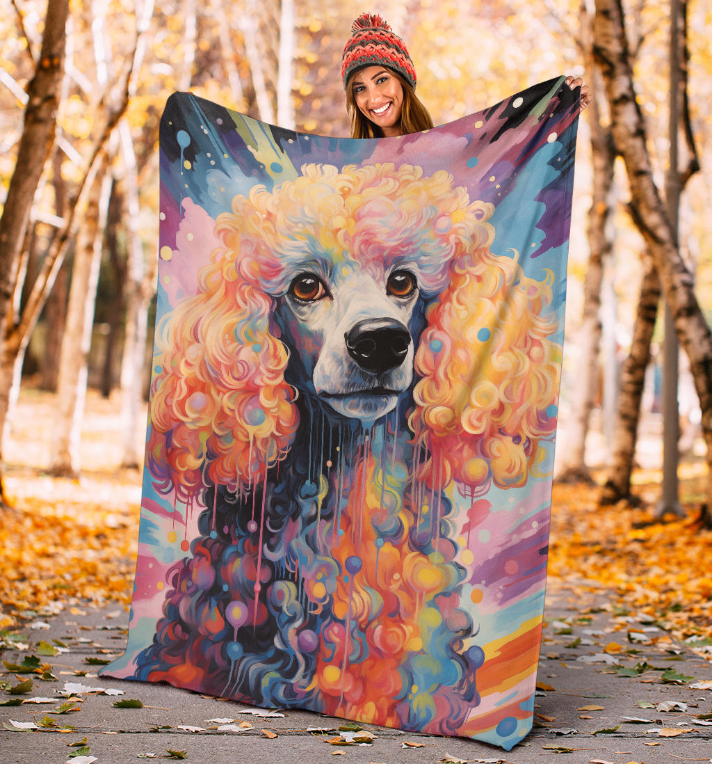 Trippy Psychedelics Poodle Blanket, Poodle Throw Blanket, Poodle Fleece Blanket, Poodle Gifts