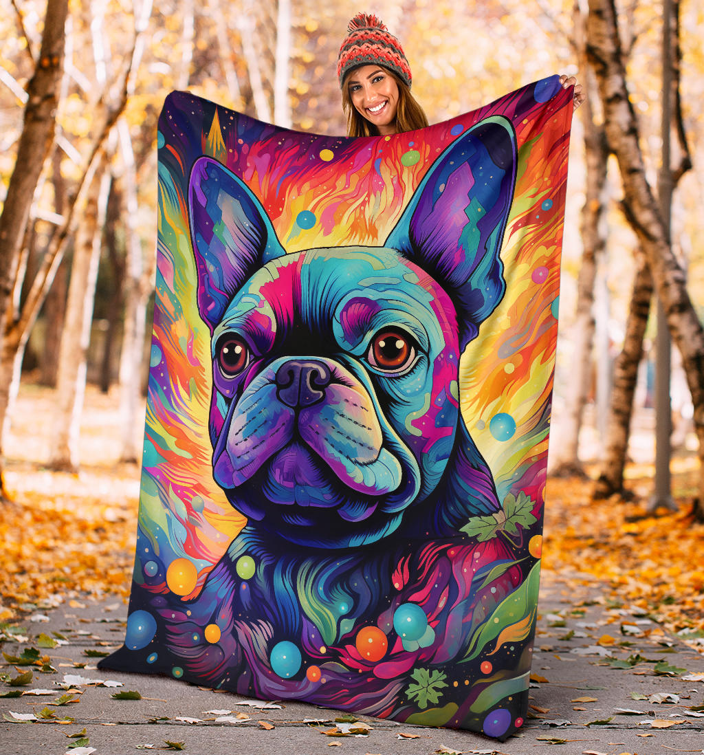 French Bulldog Blanket, French Bulldog Trippy Blanket, French Bulldog Gifts,French Bulldog Throw Blanket