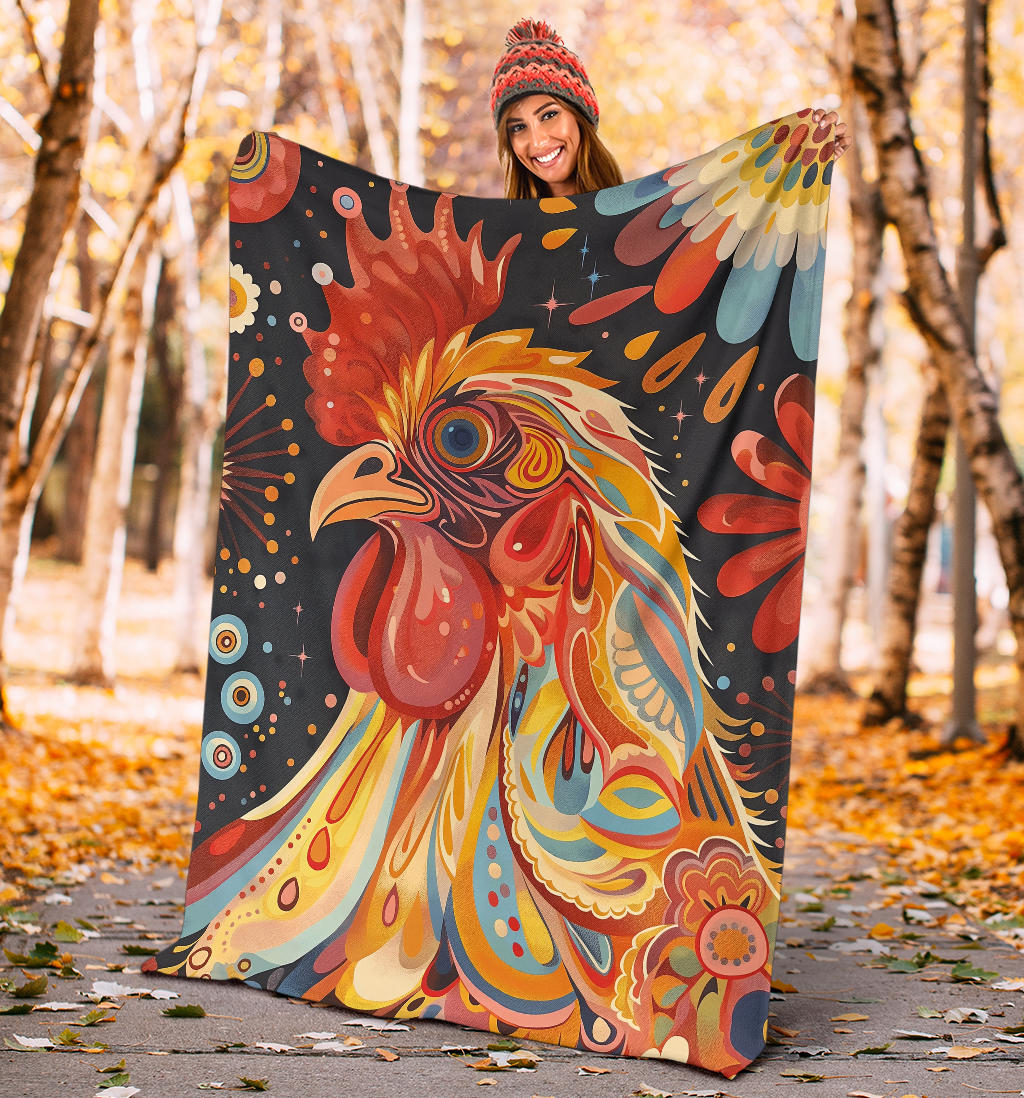 Chicken Blanket, Trippy Psychedelics Chicken Fleece Blanket, Chicken Throw Blanket, Chicken Gifts