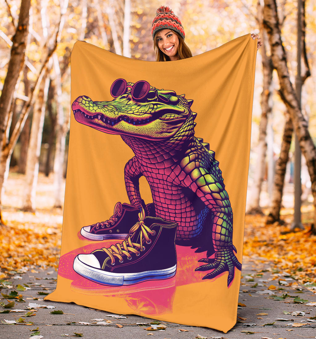 Alligator Blanket, Trippy Psychedelics Alligator Fleece Blanket, Alligator Throw Blanket, Alligator Gifts