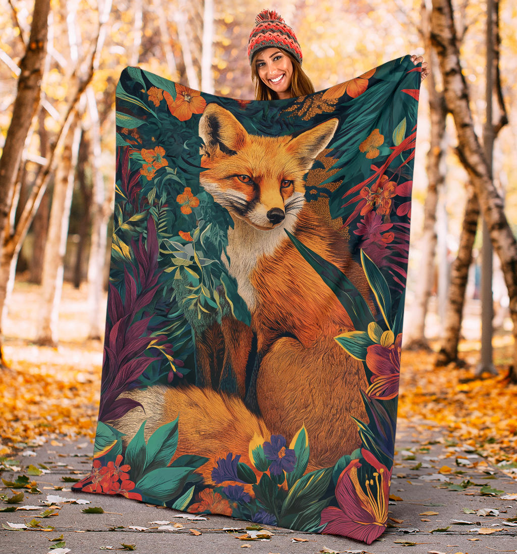 Fox Blanket, Trippy Psychedelics Fox Fleece Blanket, Fox Throw Blanket, Fox Gifts