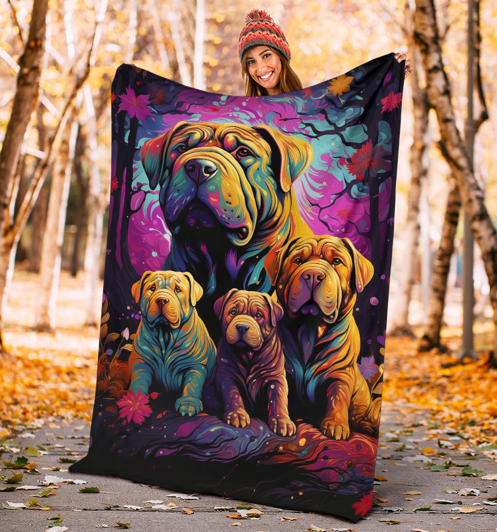 Chinese Shar-Pei Blanket, Trippy Psychedelics Chinese Shar-Pei Fleece Blanket, Chinese Shar-Pei Throw Blanket, Chinese Shar-Pei Gifts