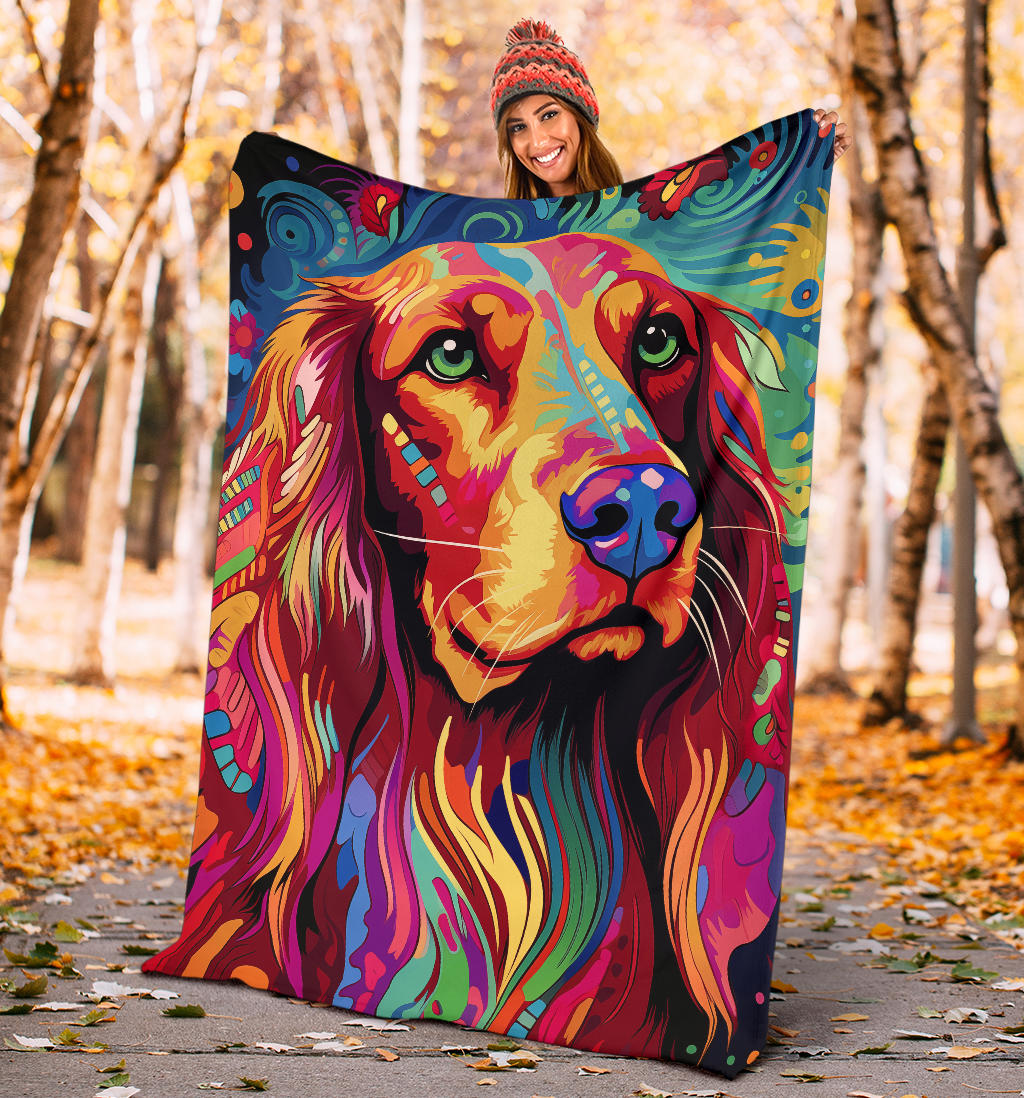 Irish Setter Blanket, Trippy Psychedelics Irish Setter Fleece Blanket, Irish Setter Throw Blanket, Irish Setter Gifts