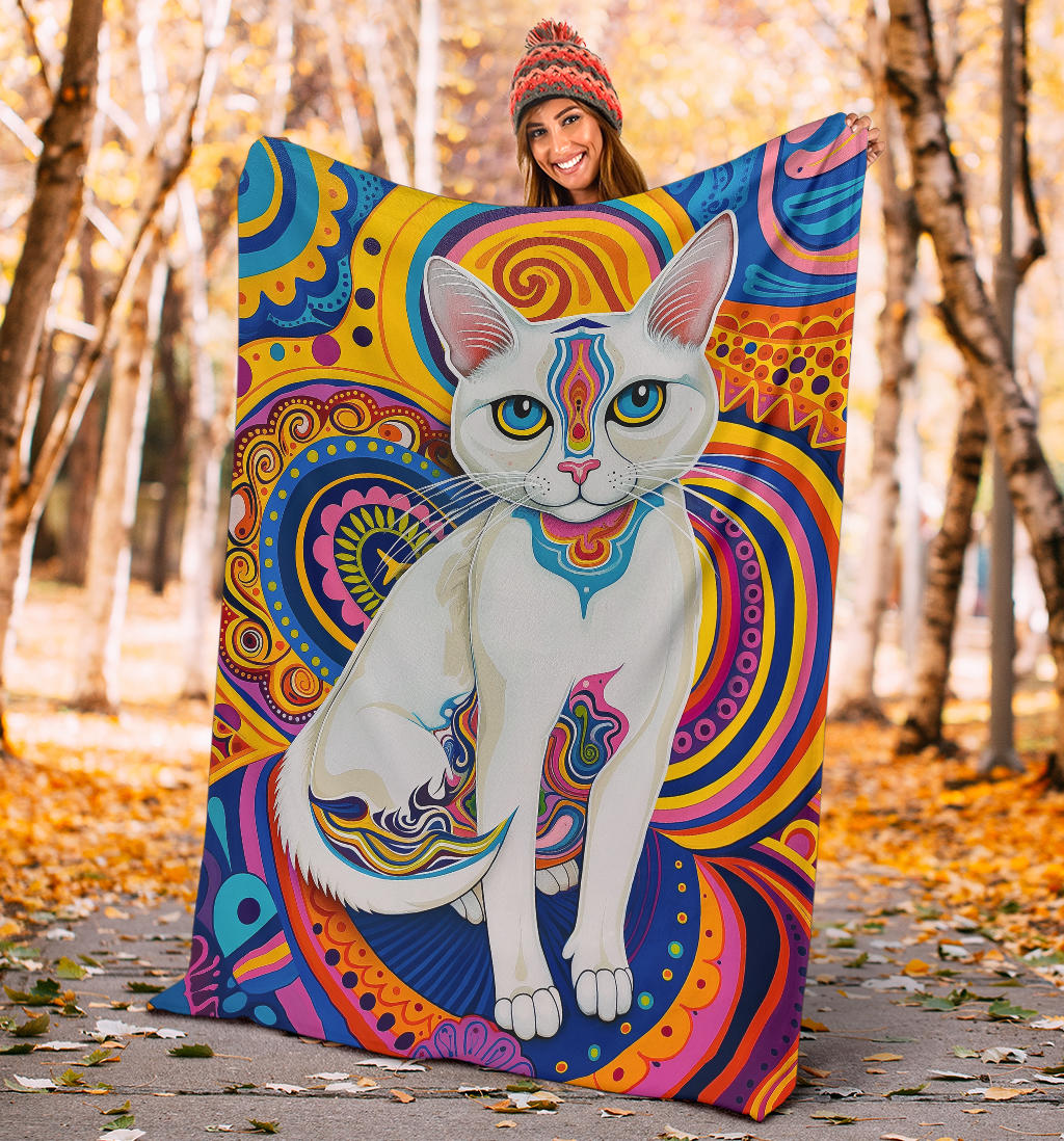 Burmilla cat Blanket, Trippy Psychedelics Burmilla cat Fleece Blanket, Burmilla cat Throw Blanket, Burmilla cat Gifts