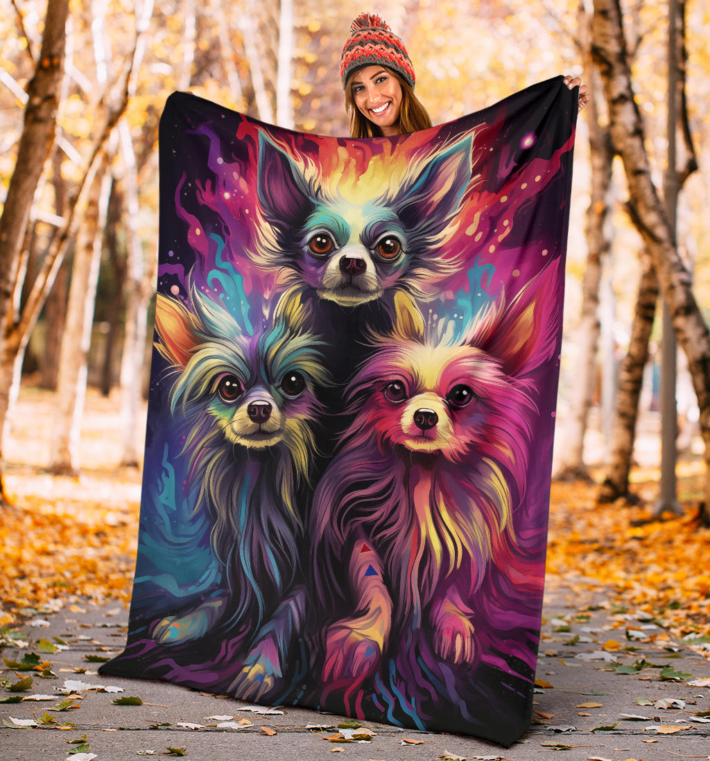 Chinese Crested Blanket, Trippy Psychedelics Chinese Crested Fleece Blanket, Chinese Crested Throw Blanket, Chinese Crested Gifts