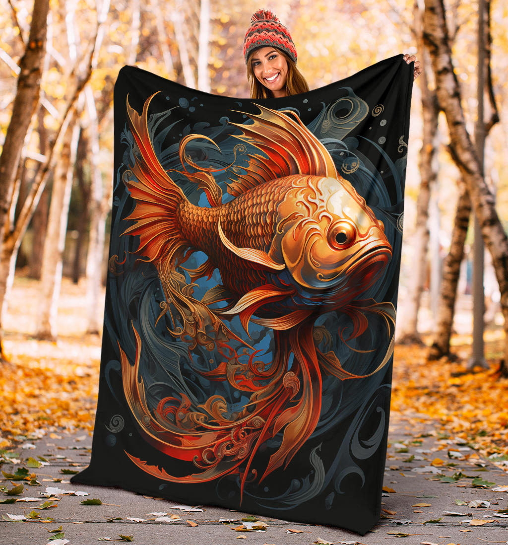 Fish Zodiac Blanket, Pisces Zodiac Gifts, Fish Zodiac Throw Blanket, Fish Zodiac Sign Fleece Blanket