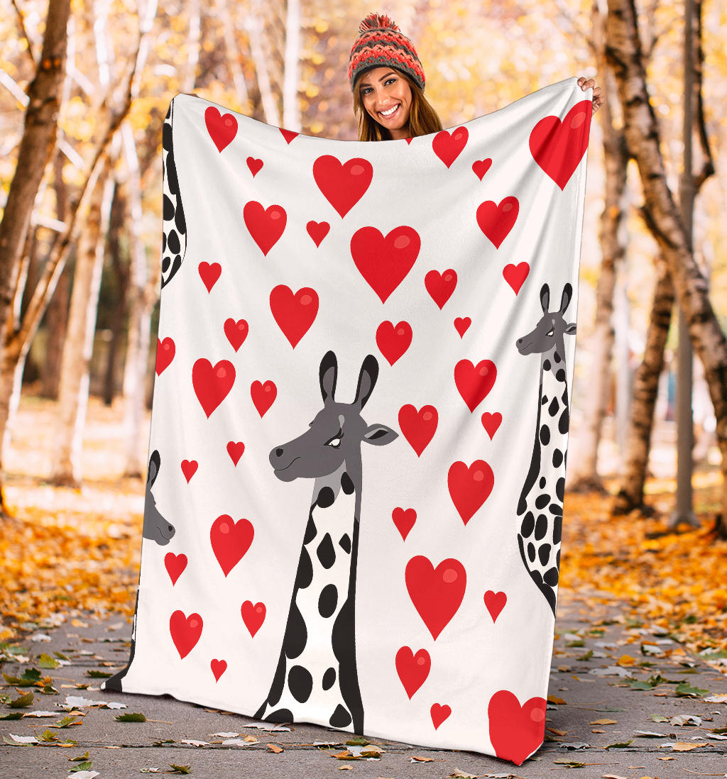 Giraffe Hearts Blanket, Giraffe Throw Blanket