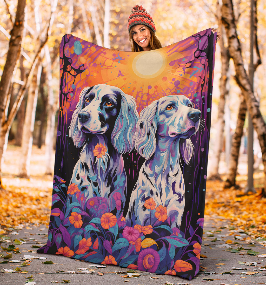 English Setter Blanket, Trippy Psychedelics English Setter Fleece Blanket, English Setter Throw Blanket, English Setter Gifts