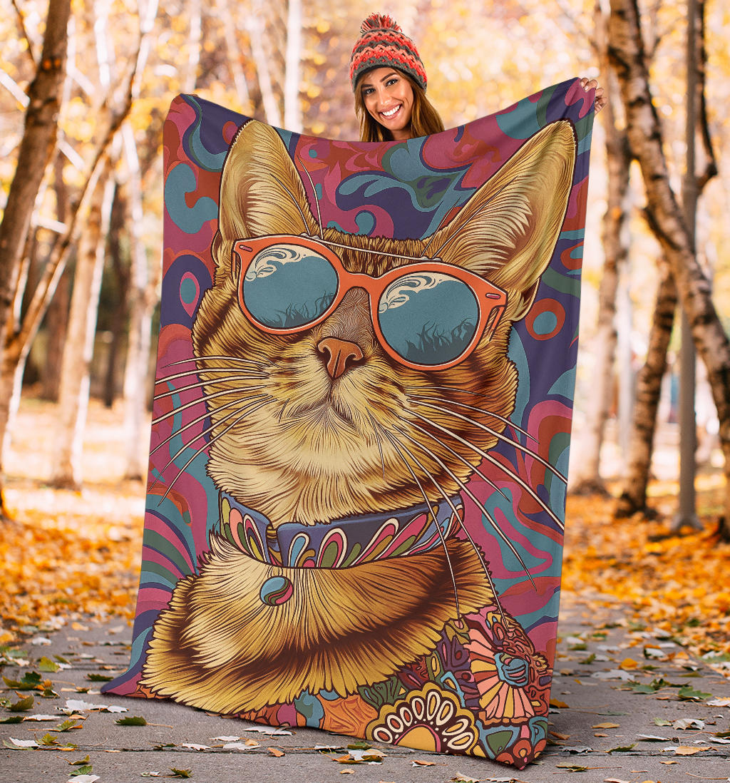 Ocicat Cat Blanket, Trippy Psychedelics Ocicat Cat Fleece Blanket, Ocicat Cat Throw Blanket, Ocicat Cat Gifts