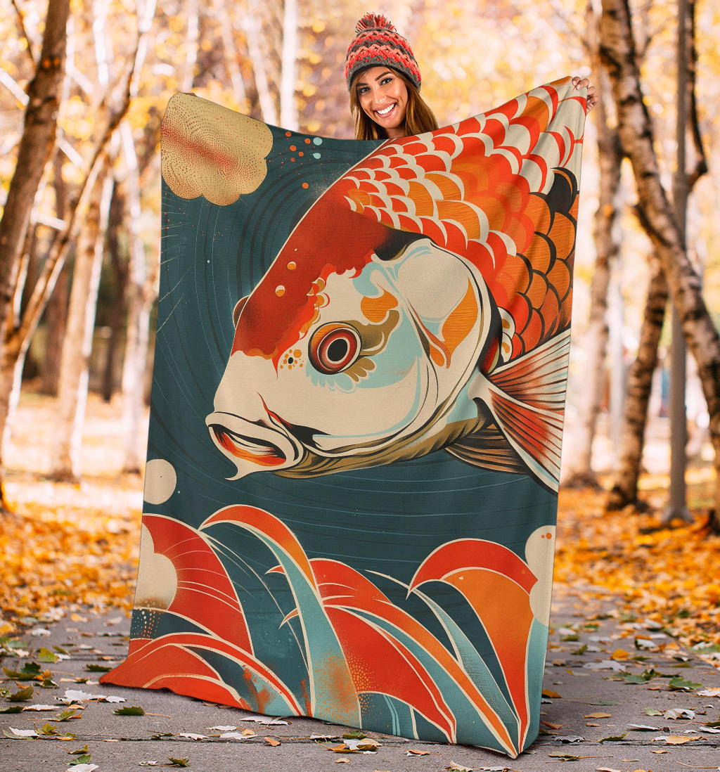 Carp Blanket, Trippy Psychedelics Carp Fleece Blanket, Carp Throw Blanket, Carp Gifts