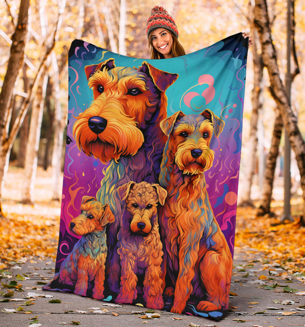 Welsh Terrier Blanket, Trippy Psychedelics Welsh Terrier Fleece Blanket, Welsh Terrier Throw Blanket, Welsh Terrier Gifts