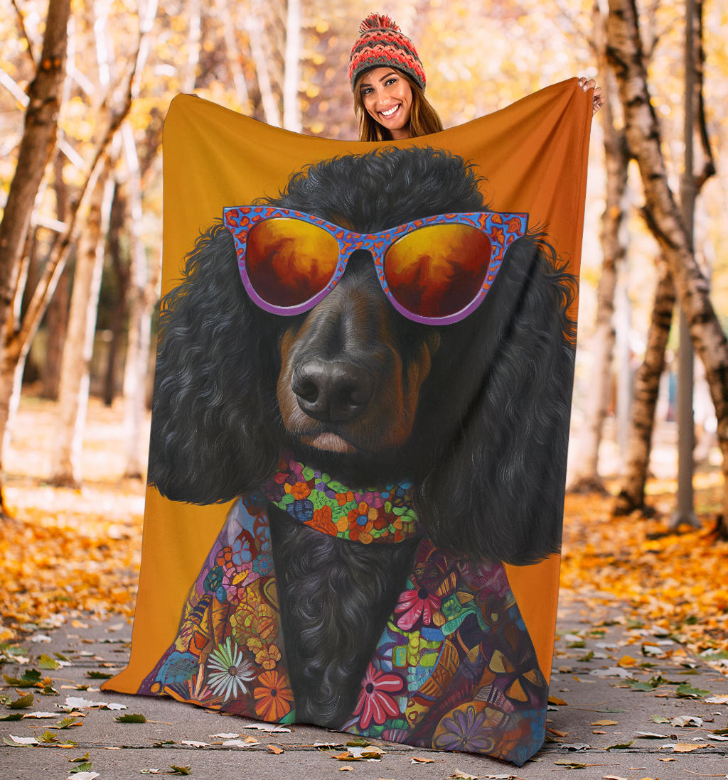 Irish Water Spaniel Blanket, Trippy Psychedelics Irish Water Spaniel Fleece Blanket, Irish Water Spaniel Throw Blanket, Irish Water Spaniel Gifts