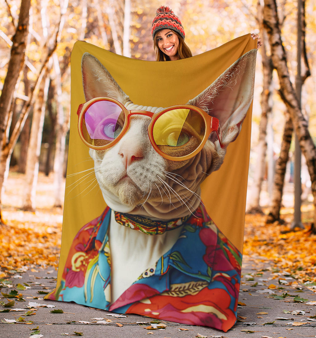 Devon Rex cat Blanket, Trippy Psychedelics Devon Rex cat Fleece Blanket, Devon Rex cat Throw Blanket, Devon Rex cat Gifts