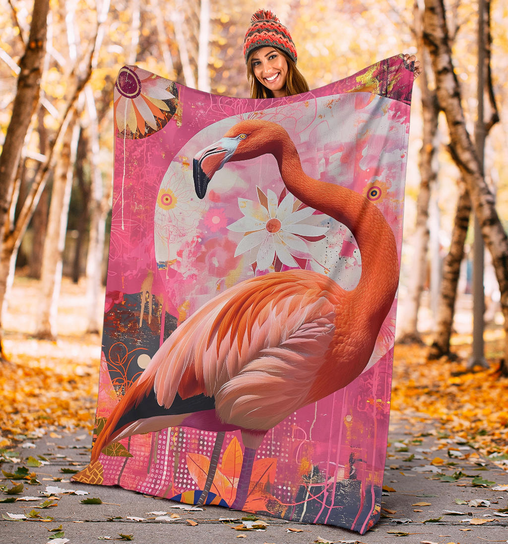 Flamingo Blanket, Trippy Psychedelics Flamingo Fleece Blanket, Flamingo Throw Blanket, Flamingo Gifts