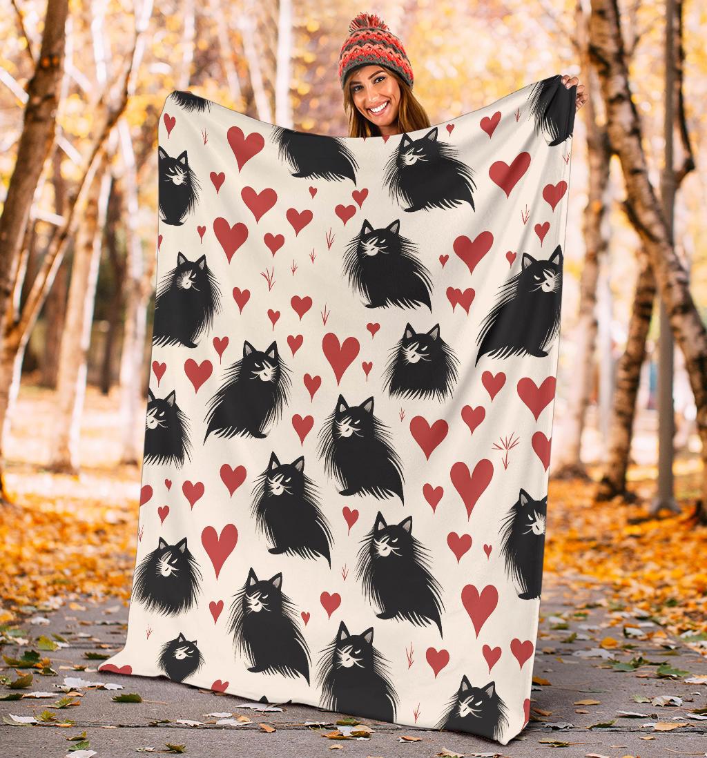 Persian Cat Hearts Blanket