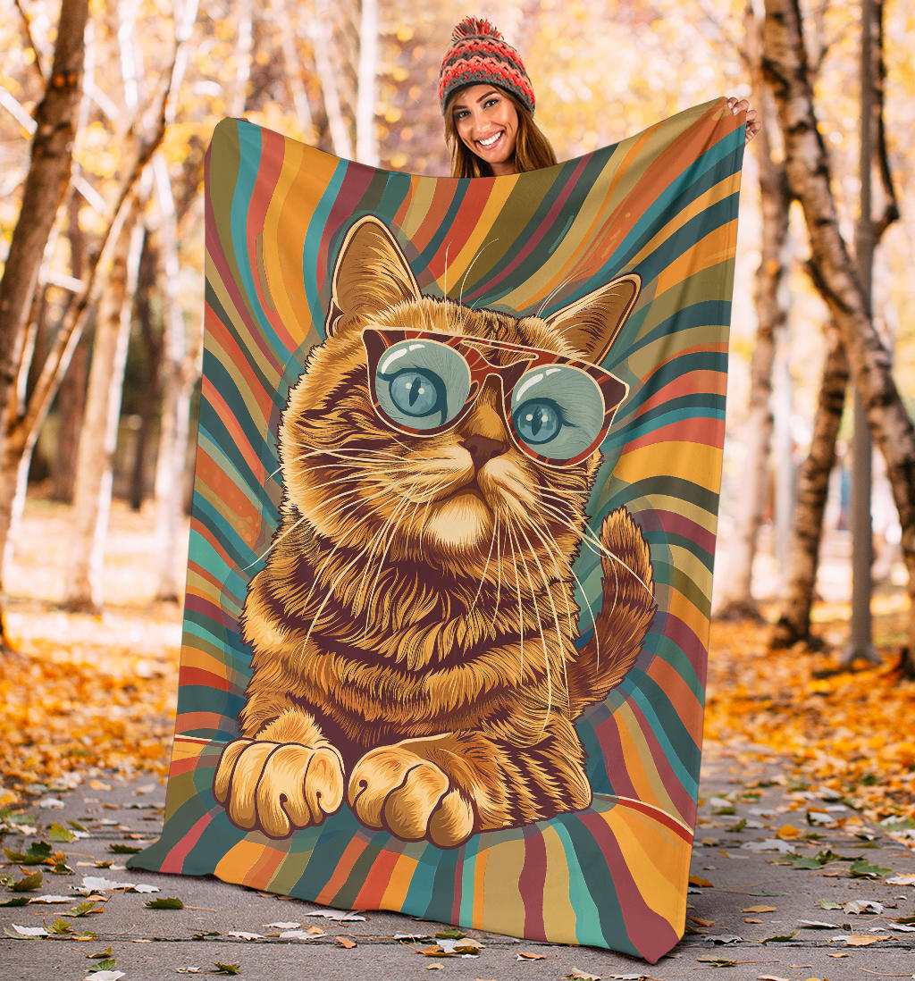 Munchkin cat Blanket, Trippy Psychedelics Munchkin cat Fleece Blanket, Munchkin cat Throw Blanket, Munchkin cat Gifts